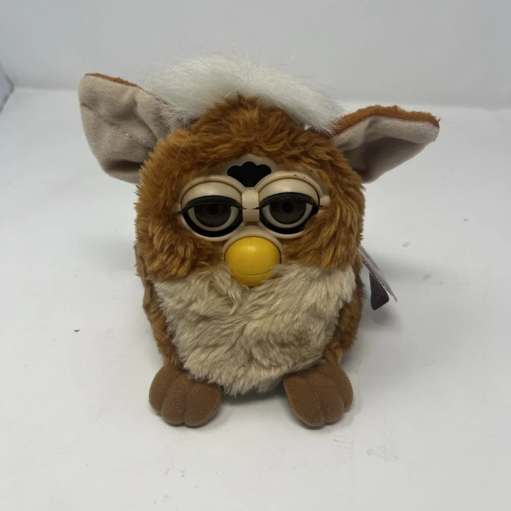 1999 Furby 70-800 Coffee Tan Brown Fur Brown Eyes White Hair W/ Tag WORKING